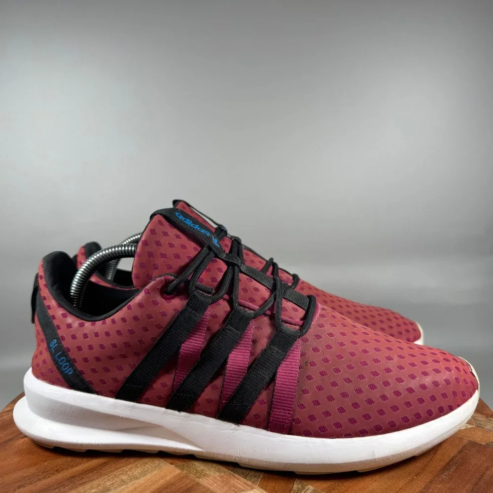 Adidas SL Loop Runner Burgundy Black White D69867 Mens 10.5 Low Top Sneakers